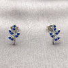 Rhodium Gold Filled Stud Earring, Tree Design, with Sapphire Blue Cubic Zirconia, Polished, Rhodium Finish, 02.310.0171