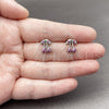 White Gold Filled Stud Earring, Cherry Design, with Rose Cubic Zirconia, Polished, Rhodium Finish, 02.310.0173