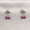 White Gold Filled Stud Earring, Cherry Design, with Rose Cubic Zirconia, Polished, Rhodium Finish, 02.310.0173