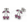 White Gold Filled Stud Earring, Cherry Design, with Rose Cubic Zirconia, Polished, Rhodium Finish, 02.310.0173
