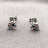 Rhodium Gold Filled Stud Earring, Horse Design, with Multicolor Cubic Zirconia, Polished, Rhodium Finish, 02.310.0174
