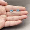 White Gold Filled Stud Earring, Heart Design, with White Cubic Zirconia, Blue Enamel Finish, Rhodium Finish, 02.310.0175