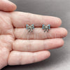 Rhodium Gold Filled Stud Earring, Butterfly and Bow Design, with Turquoise Cubic Zirconia, Blue Enamel Finish, Rhodium Finish, 02.310.0176