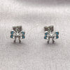 Rhodium Gold Filled Stud Earring, Butterfly and Bow Design, with Turquoise Cubic Zirconia, Blue Enamel Finish, Rhodium Finish, 02.310.0176