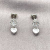 White Gold Filled Stud Earring, Heart Design, with White Cubic Zirconia, Polished, Rhodium Finish, 02.310.0177