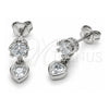 White Gold Filled Stud Earring, Heart Design, with White Cubic Zirconia, Polished, Rhodium Finish, 02.310.0177