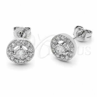 Rhodium Gold Filled Stud Earring, Cluster Design, with White Cubic Zirconia, Polished, Rhodium Finish, 02.310.0178