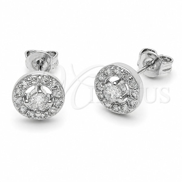 Rhodium Gold Filled Stud Earring, Cluster Design, with White Cubic Zirconia, Polished, Rhodium Finish, 02.310.0178