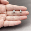 White Gold Filled Stud Earring, Teardrop and Cluster Design, Polished, Rhodium Finish, 02.310.0179