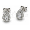 White Gold Filled Stud Earring, Teardrop and Cluster Design, Polished, Rhodium Finish, 02.310.0179