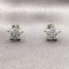 Rhodium Gold Filled Stud Earring, Fish and Star Design, with White Cubic Zirconia, Polished, Rhodium Finish, 02.310.0181