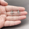 Rhodium Gold Filled Stud Earring, Airplane Design, with White Cubic Zirconia, Polished, Rhodium Finish, 02.310.0182