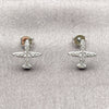 Rhodium Gold Filled Stud Earring, Airplane Design, with White Cubic Zirconia, Polished, Rhodium Finish, 02.310.0182
