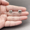 Rhodium Gold Filled Stud Earring, Heart Design, with White Cubic Zirconia, Polished, Rhodium Finish, 02.310.0183