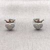 White Gold Filled Stud Earring, Crown and Heart Design, with White Cubic Zirconia, Polished, Rhodium Finish, 02.310.0184