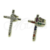 White Gold Filled Stud Earring, Cross Design, with White Cubic Zirconia, Polished, Rhodium Finish, 02.310.0186