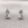 Rhodium Gold Filled Stud Earring, Butterfly Design, with White Micro Pave, Polished, Rhodium Finish, 02.310.0187