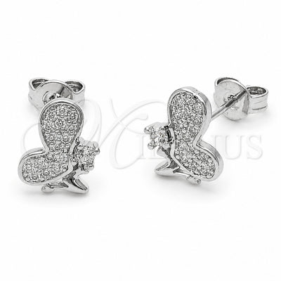 Rhodium Gold Filled Stud Earring, Angel Design, with White Cubic Zirconia, Polished, Rhodium Finish, 02.310.0188