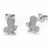 Rhodium Gold Filled Stud Earring, Angel Design, with White Cubic Zirconia, Polished, Rhodium Finish, 02.310.0188
