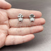 Rhodium Gold Filled Stud Earring, Little Girl Design, with White Cubic Zirconia, Polished, Rhodium Finish, 02.310.0189