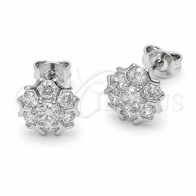 Rhodium Gold Filled Stud Earring, Cluster Design, with White Cubic Zirconia, Polished, Rhodium Finish, 02.310.0190