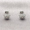 Rhodium Gold Filled Stud Earring, Flower Design, with White Cubic Zirconia, Polished, Rhodium Finish, 02.310.0192