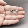 Rhodium Gold Filled Stud Earring, Elephant Design, with White Micro Pave, Polished, Rhodium Finish, 02.310.0050.1