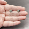 White Gold Filled Stud Earring, Heart Design, with Multicolor Cubic Zirconia, Polished, Rhodium Finish, 02.310.0194