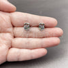 White Gold Filled Stud Earring, Heart Design, with Multicolor Cubic Zirconia, Polished, Rhodium Finish, 02.310.0196