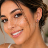 White Gold Filled Stud Earring, Cross Design, with Multicolor Cubic Zirconia, Polished, Rhodium Finish, 02.310.0186.1