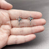 White Gold Filled Stud Earring, Cross Design, with Multicolor Cubic Zirconia, Polished, Rhodium Finish, 02.310.0186.1