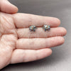 White Gold Filled Stud Earring, Elephant Design, with Black and Multicolor Cubic Zirconia, Polished, Rhodium Finish, 02.310.0050.2