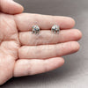 Rhodium Gold Filled Stud Earring, Elephant Design, with Black and Multicolor Cubic Zirconia, Polished, Rhodium Finish, 02.310.0202