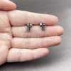 White Gold Filled Stud Earring, Cross Design, with Black Cubic Zirconia, Polished, Rhodium Finish, 02.310.0208