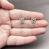 White Gold Filled Stud Earring, Butterfly Design, with White Cubic Zirconia, Polished, Rhodium Finish, 02.310.0211
