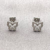 White Gold Filled Stud Earring, Butterfly Design, with White Cubic Zirconia, Polished, Rhodium Finish, 02.310.0211