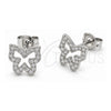 White Gold Filled Stud Earring, Butterfly Design, with White Cubic Zirconia, Polished, Rhodium Finish, 02.310.0211