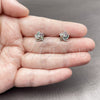 White Gold Filled Stud Earring, Flower Design, with Multicolor Cubic Zirconia, Polished, Rhodium Finish, 02.310.0212