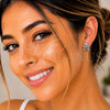 Rhodium Gold Filled Stud Earring, Teddy Bear and Heart Design, with White Cubic Zirconia and White Micro Pave, Polished, Rhodium Finish, 02.310.0108.1