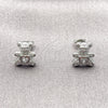 Rhodium Gold Filled Stud Earring, Teddy Bear and Heart Design, with White Cubic Zirconia and White Micro Pave, Polished, Rhodium Finish, 02.310.0108.1