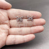 Rhodium Gold Filled Stud Earring, Butterfly Design, with Rose Cubic Zirconia, Polished, Rhodium Finish, 02.310.0214