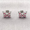 Rhodium Gold Filled Stud Earring, Butterfly Design, with Rose Cubic Zirconia, Polished, Rhodium Finish, 02.310.0214