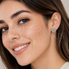 White Gold Filled Stud Earring, Flower Design, with White Micro Pave, Polished, Rhodium Finish, 02.310.0215