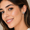 Rhodium Gold Filled Stud Earring, Flower Design, with White Cubic Zirconia, Polished, Rhodium Finish, 02.310.0216
