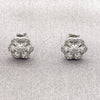 Rhodium Gold Filled Stud Earring, Flower Design, with White Cubic Zirconia, Polished, Rhodium Finish, 02.310.0216