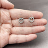 Rhodium Gold Filled Stud Earring, Heart Design, with White Cubic Zirconia, Polished, Rhodium Finish, 02.310.0219