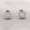 Rhodium Gold Filled Stud Earring, Heart Design, with White Cubic Zirconia, Polished, Rhodium Finish, 02.310.0219