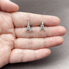 Rhodium Gold Filled Stud Earring, Eiffel Tower and Baguette Design, with White Cubic Zirconia, Polished, Rhodium Finish, 02.310.0220