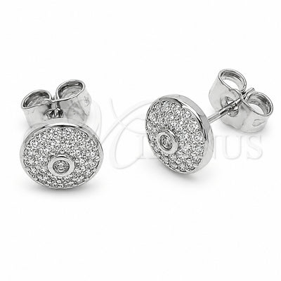 Rhodium Gold Filled Stud Earring, Cluster Design, with White Cubic Zirconia, Polished, Rhodium Finish, 02.310.0221