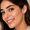 White Gold Filled Stud Earring, Tree and Leaf Design, with White Micro Pave and White Cubic Zirconia, Polished, Rhodium Finish, 02.310.0222